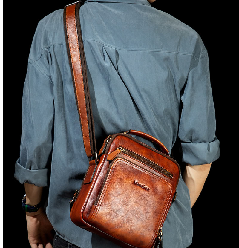 Vintage Manual Genuine Leather Shoulder Bags - Angleplan Handmade