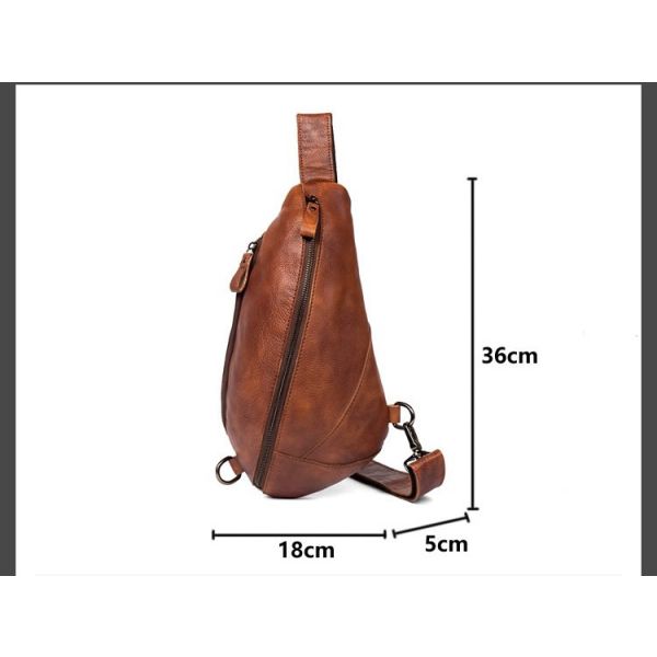 Handmade Leather Mens Cool Chest Bag Sling Bag Crossbody Bag