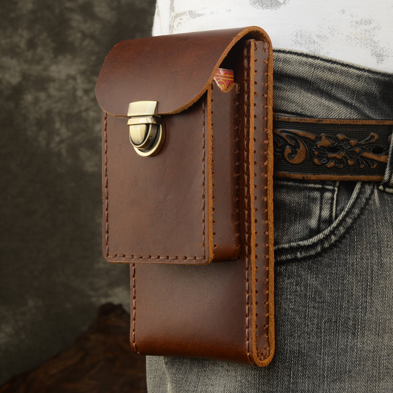 Elegant Leather Phone Fanny Pack With Crazy Horse Finish