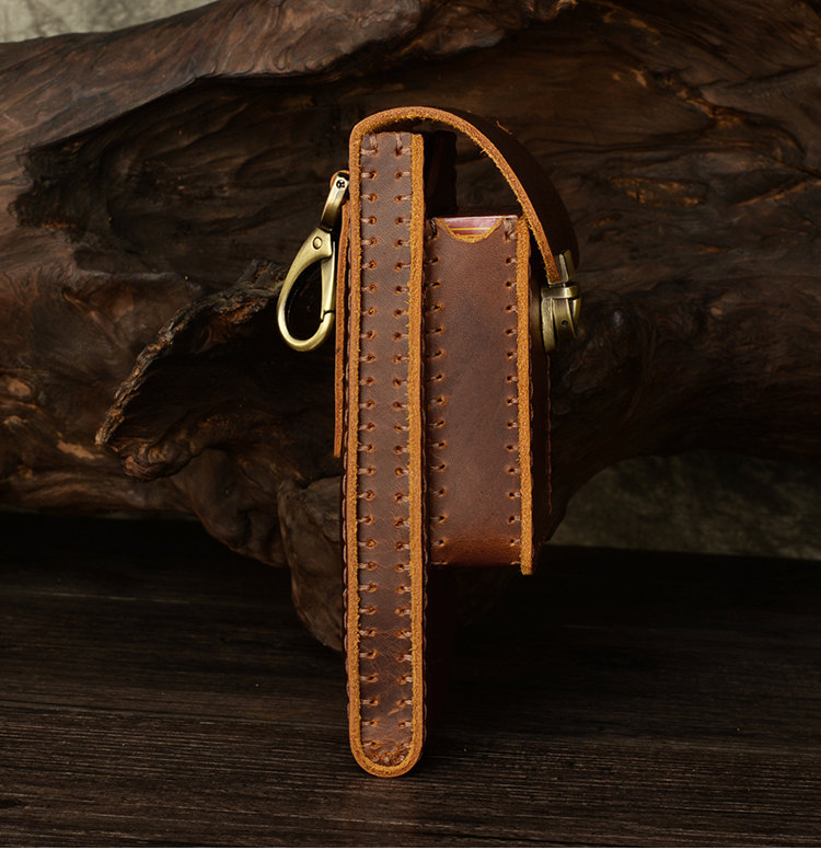 Elegant Leather Phone Fanny Pack With Crazy Horse Finish