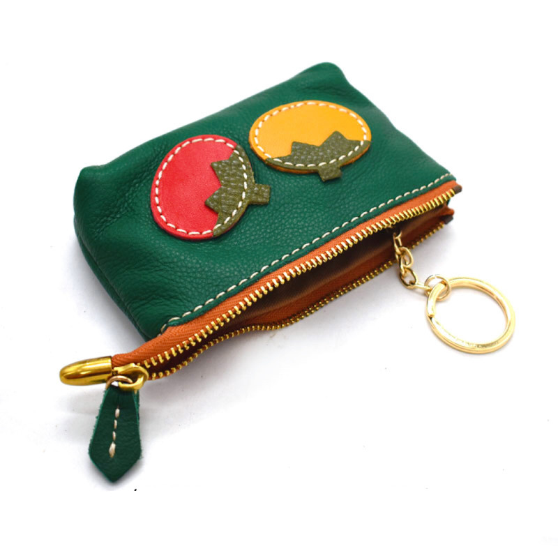 Genuine Leather Cartoon Fruit Pattern Coin Purse In Green