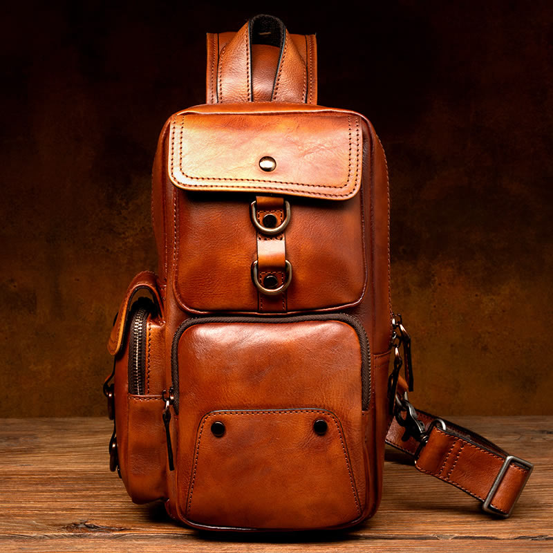 Handmade Retro Shoulder Bag for Men - Trendy Travel Messenger Bag in ...