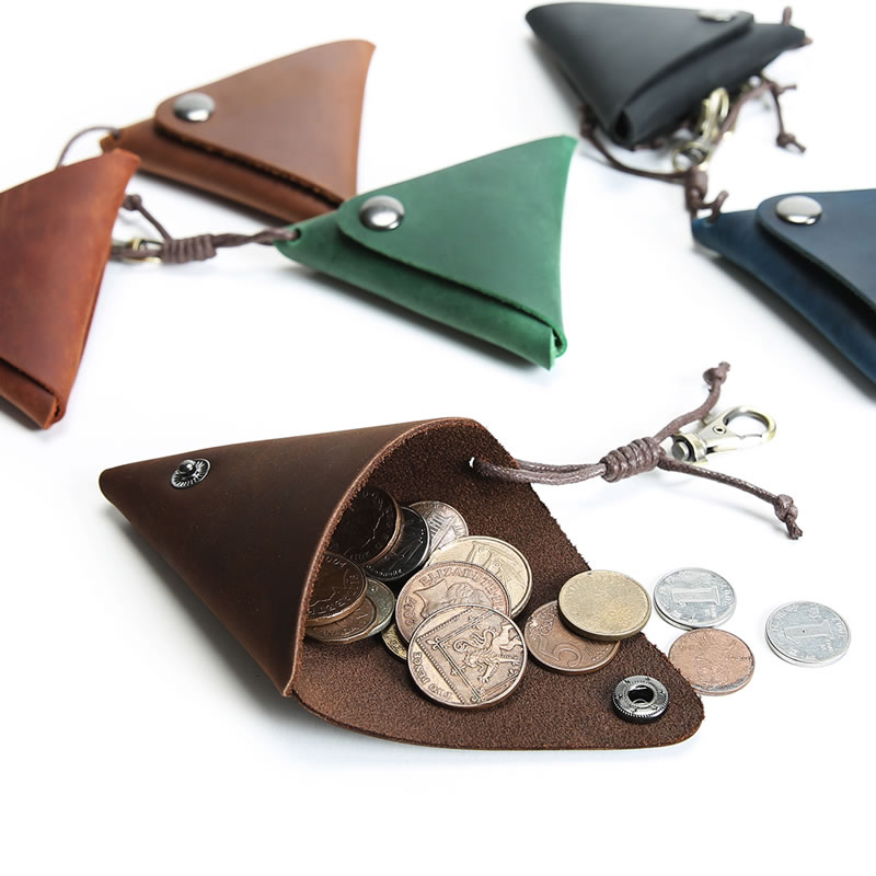 Miaju Genuine Leather Triangle Coin Purse and Keychain Set, Daily Use  Accessory - Trendyol